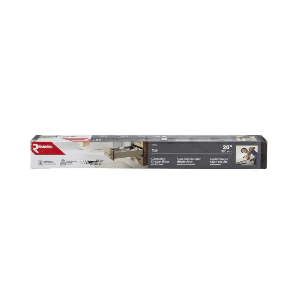 (Pair) 19-11/16 in. (500 mm) Full Extension Concealed Undermount Soft-Close Drawer Slide - Hercitys