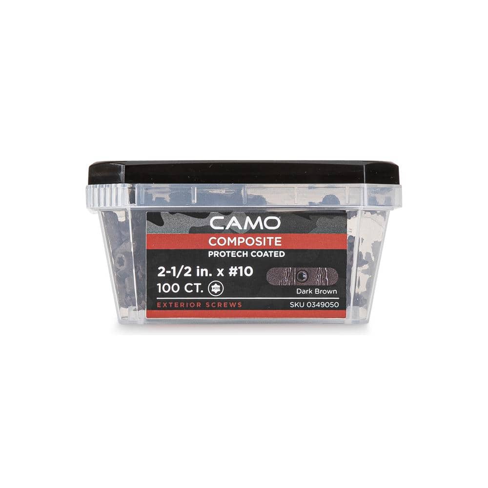 #10 2-1/2 in. Dark Brown Star Drive Trim-Head Composite Deck Screw (100-Count) - Hercitys