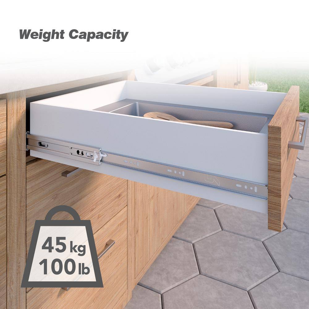 (Pair) 20 in. (500 mm) Stainless Steel Full Extension Side Mount Ball Bearing Drawer Slides - Hercitys