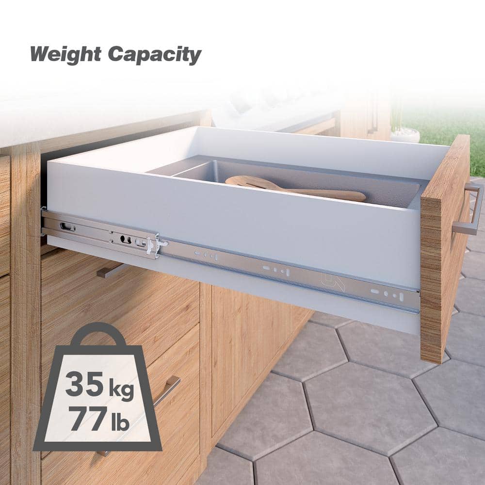 (Pair) 22 in. (550 mm) Stainless Steel Full Extension Side Mount Soft-Close Ball Bearing Drawer Slides - Hercitys