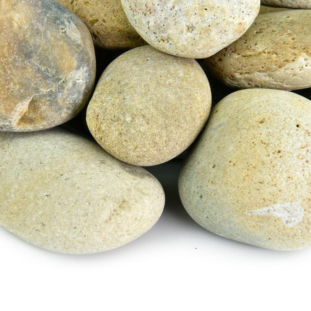 .25 cu. ft. 1 in. to 2 in. Buff Mexican Beach Pebbles Smooth Round Rock for Gardens, Landscapes and Ponds - Hercitys