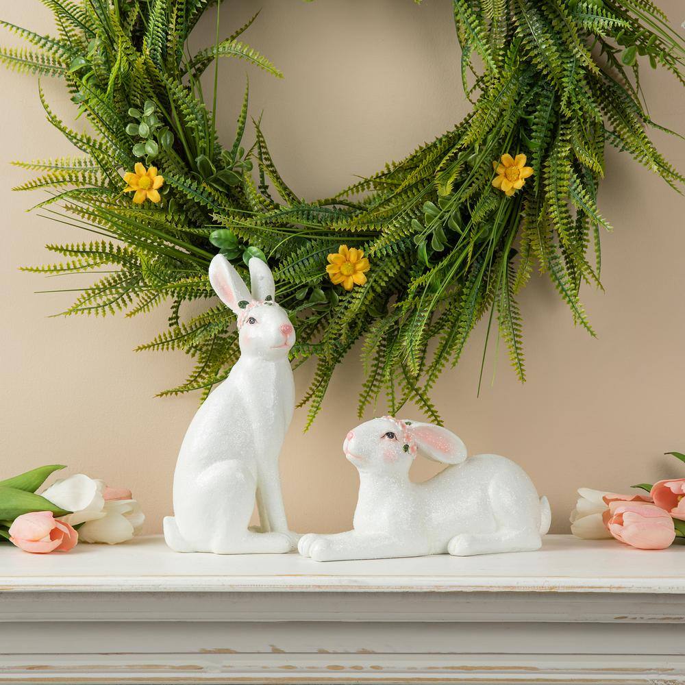 (Set of 2) 9.75 in. H Easter Resin Bunny Table Decor - Hercitys