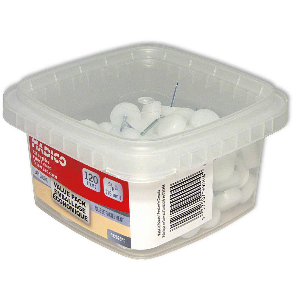 (120-Pack) 3/4 in. White Base Nail-On Glides - Hercitys
