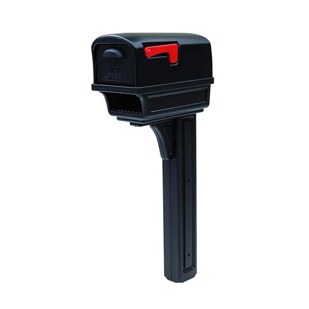 Gentry Black, Medium, Plastic, All-in-One Mailbox and Post Combo - Hercitys