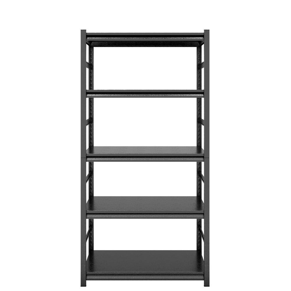 Black 5-Tier Heavy-Duty Metal Solid Storage Shelving Unit (31.5 in. W x 63 in. H x 15.7 in. D) - Hercitys
