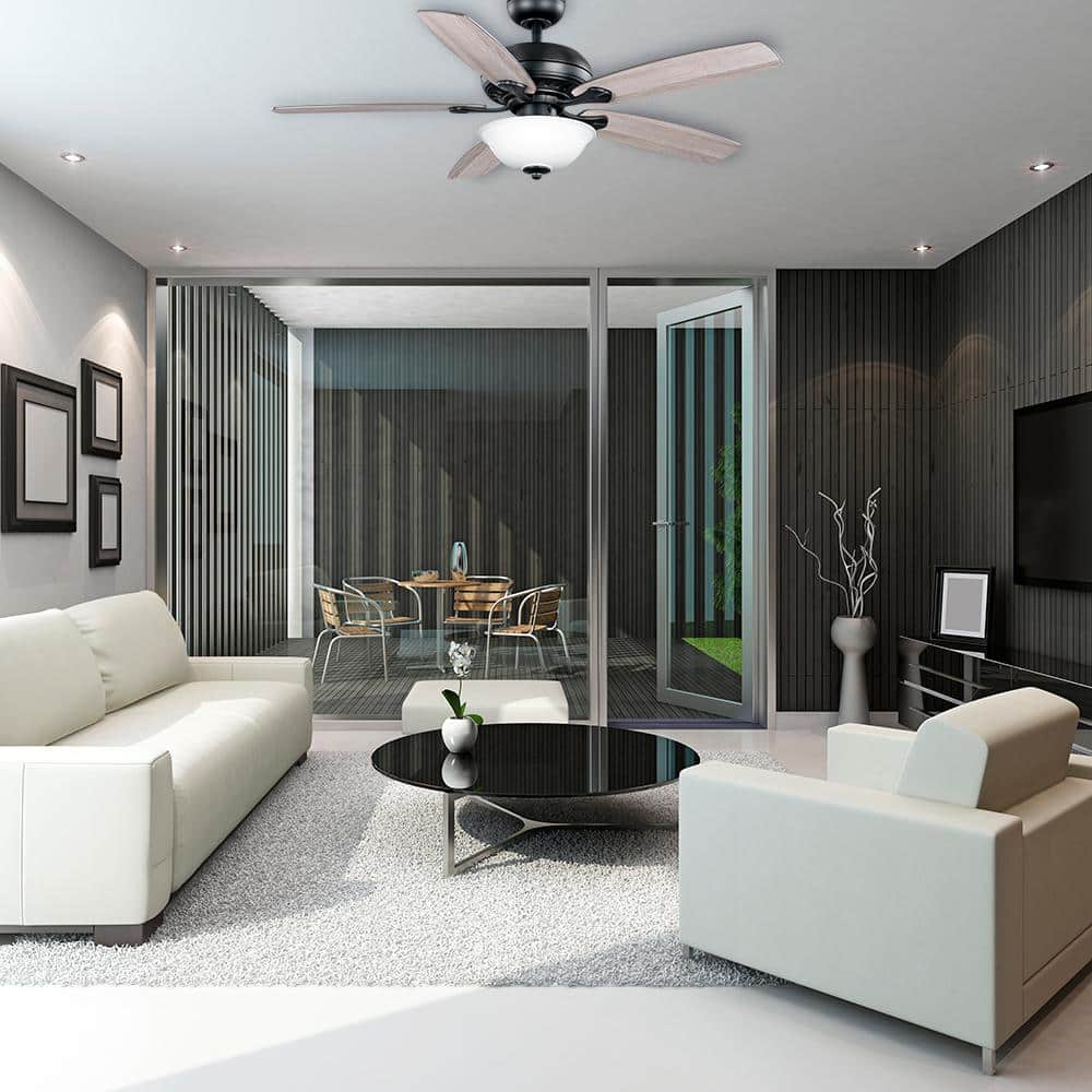 Southwind II 52 in. Indoor LED Matte Black Ceiling Fan with Light Kit, Reversible Blades and Remote Control - Hercitys