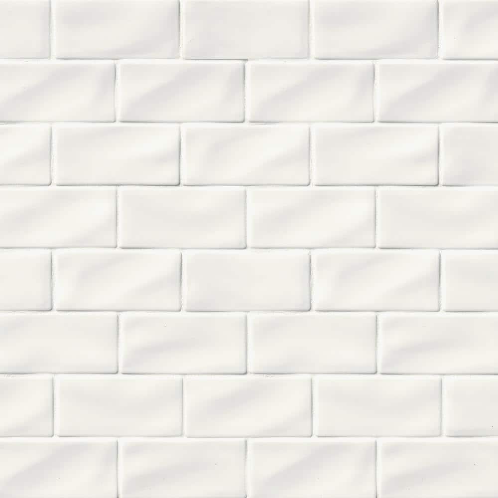Whisper White 3 in. x 6 in. Handcrafted Glossy Ceramic Subway Wall Tile (1 sq. ft./Case) - Hercitys