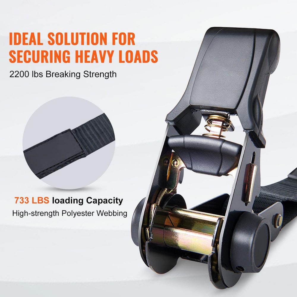 Ratchet Tie Down Straps (4PK), 2,200 lb. Max Break Strength, Includes 4 Premium 1 in. x 15 ft. Rachet Tie Downs - Hercitys