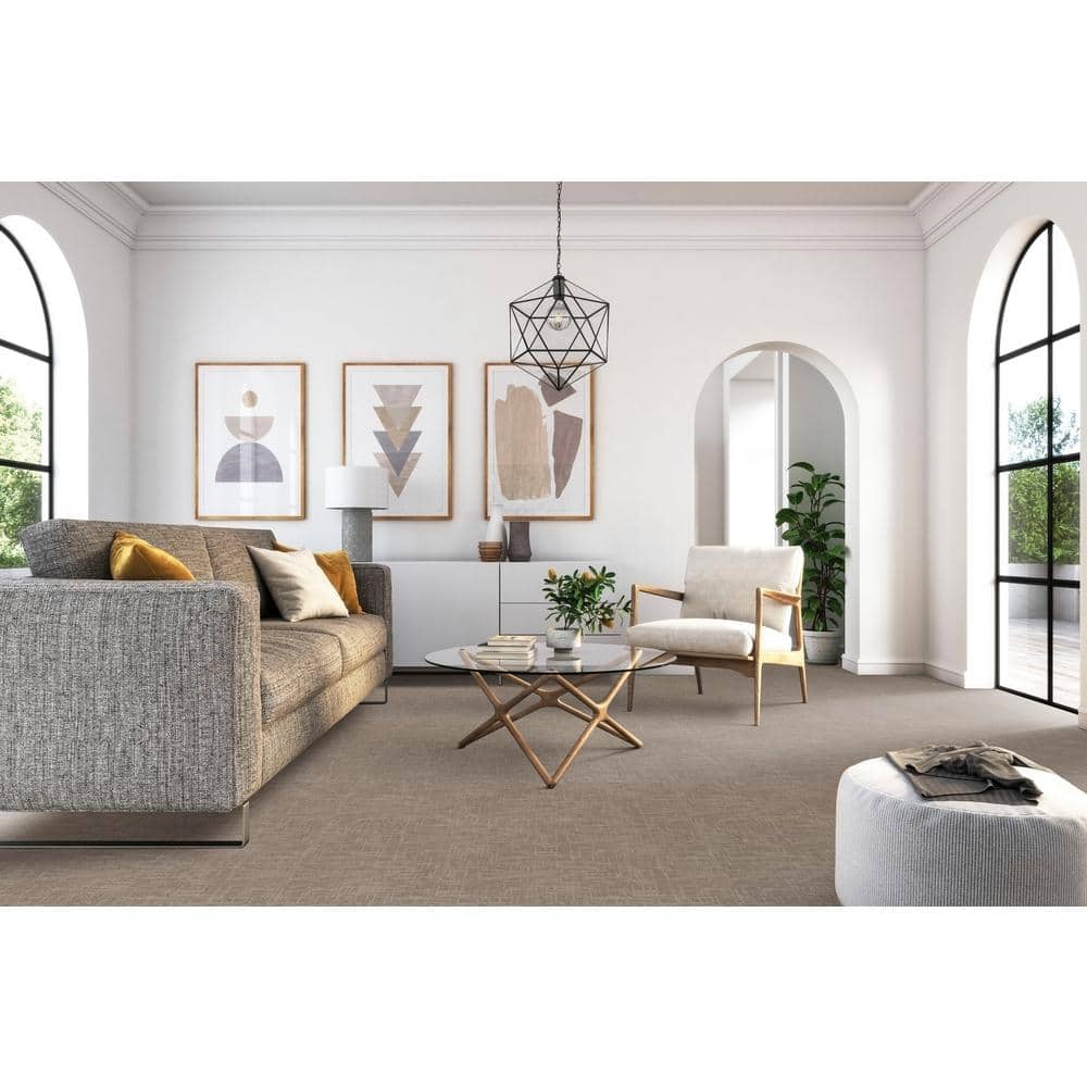 Tailored – Abalone – Beige 38 oz. SD Polyester Pattern Installed Carpet - Hercitys