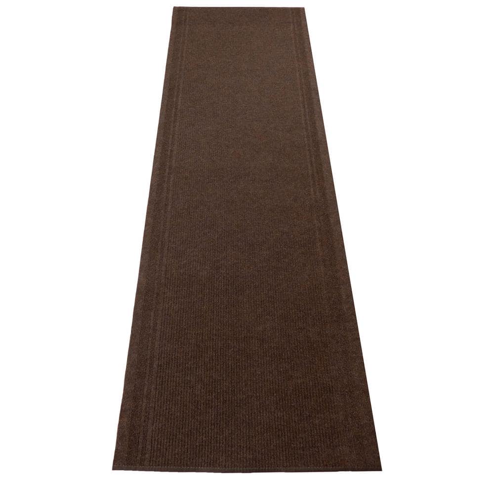 Tracker Indoor Outdoor Hallway Runner Rug Collection 3 ft. W x 16 ft. L Brown Polyester Garage Flooring - Hercitys