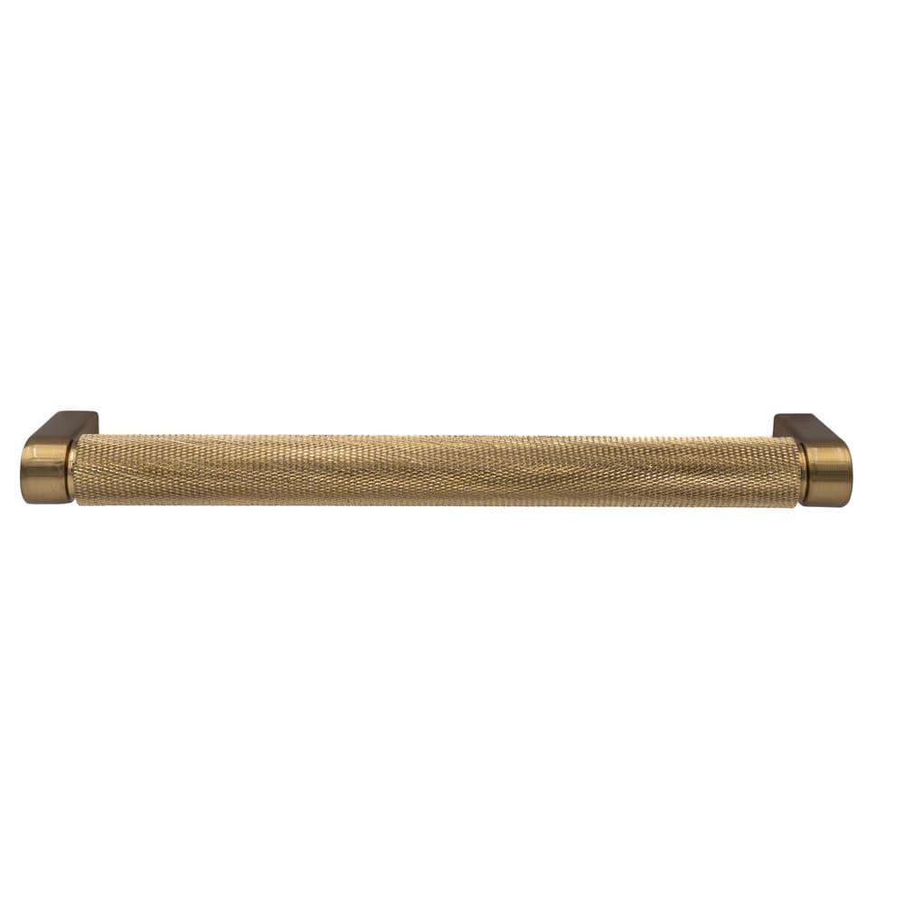 Kent Knurled 7 in. (178 mm) Center-to-Center Industrial Satin Brass Bar Drawer Pull - Hercitys