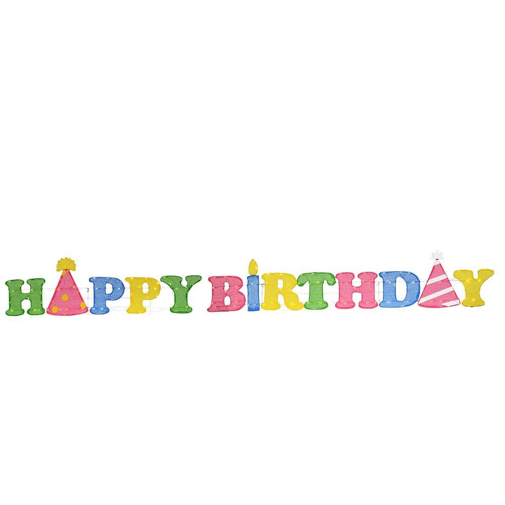Light up Happy Birthday Sign with 150 Warm White LED- Indoor/Outdoor - Hercitys
