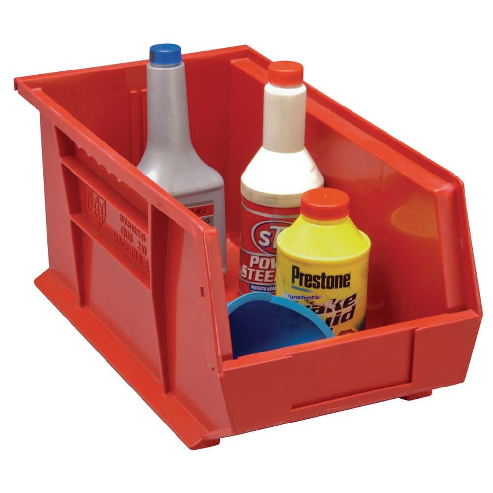 Ultra Series 7.38 qt. Stack and Hang Bin in Red (12-Pack) - Hercitys