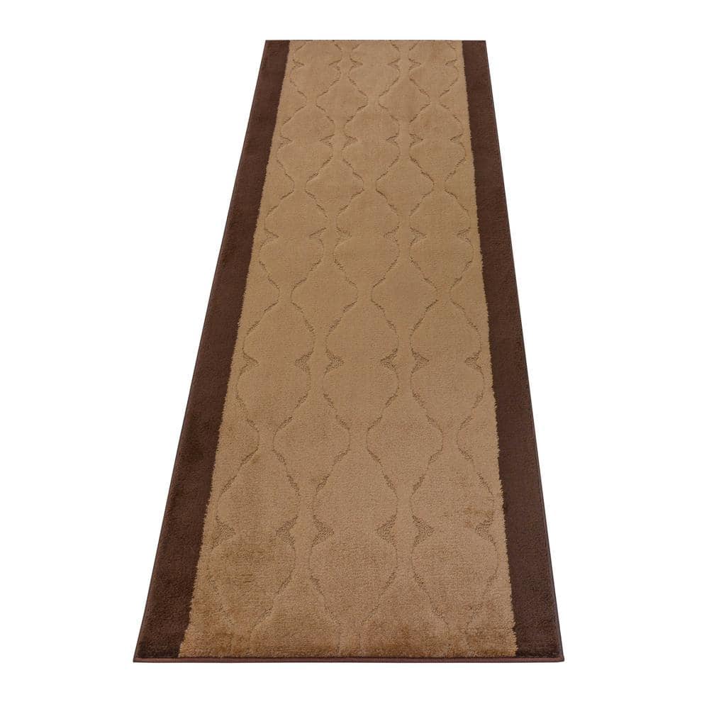 Trellis Euro Brown 31 in. x 24 ft. Your Choice Length Stair Runner - Hercitys