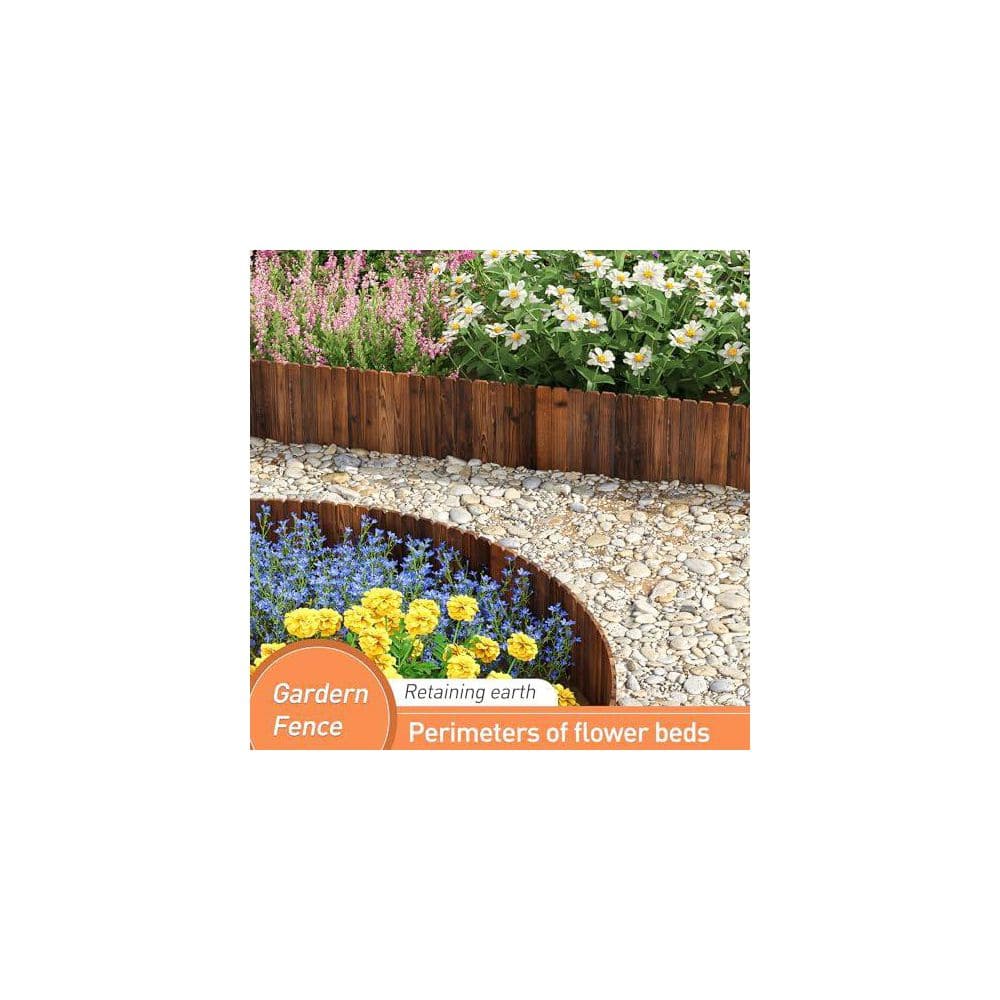 Wooden Garden Edging Border, 48 in. L x 11.8 in. H, Decorative Landscape Fence, 3-Pack - Hercitys