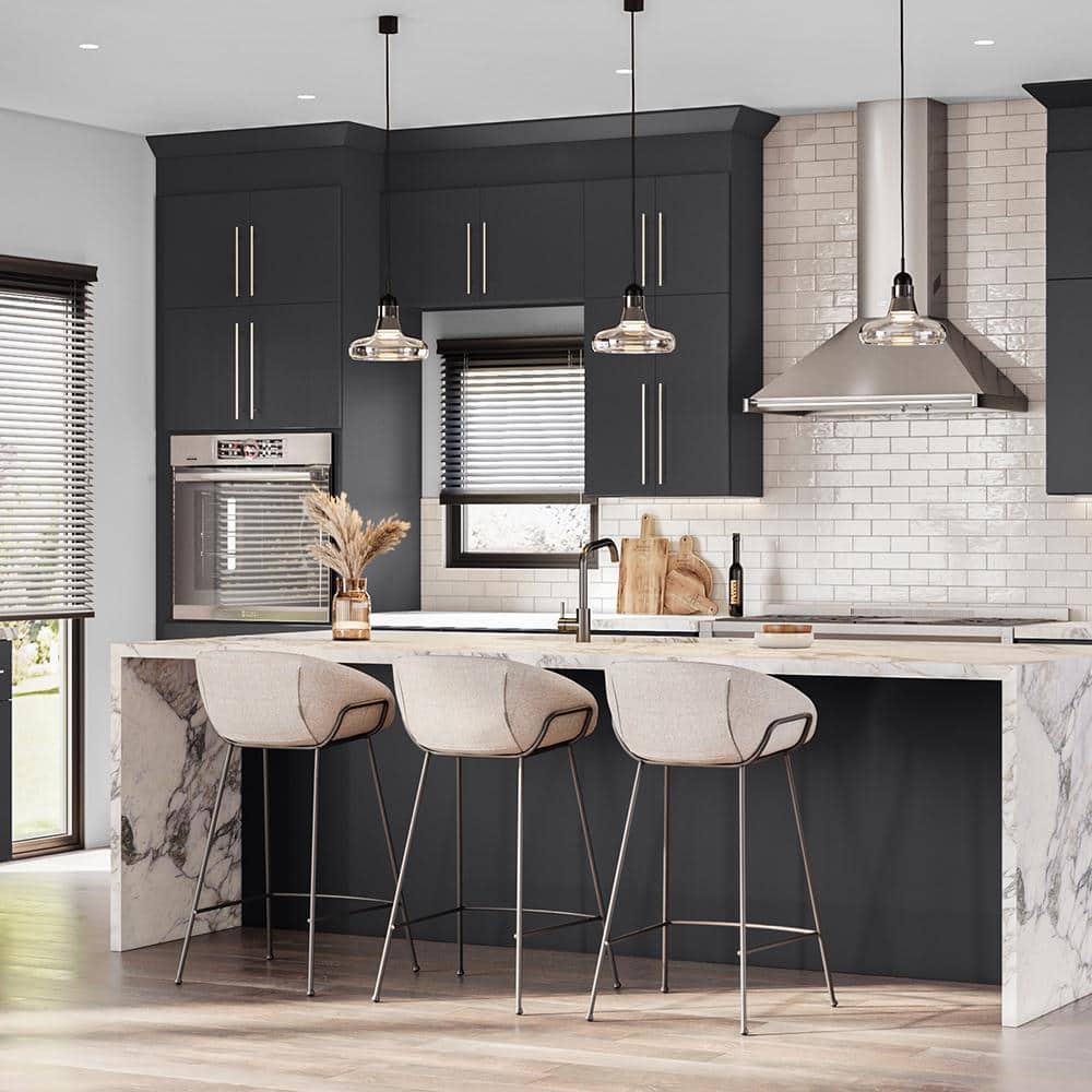 Hargrove 27 in. W x 12 in. D x 42 in. H Assembled Plywood Wall Kitchen Cabinet in Valiant Onyx with Soft Close - Hercitys