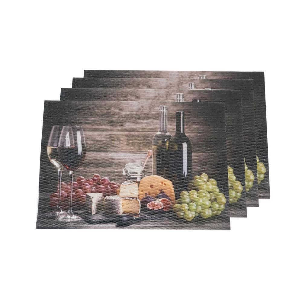 Wine and Grapes Multi-Color Textilene Placemat (Set of 4) - Hercitys