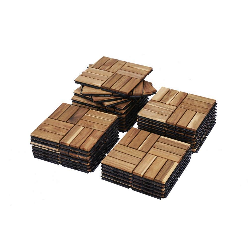 Yellow 12 in. x 12 in. x 0.75 in. Thick Square Interlocking Deck Tiles Checker Pattern for Patio 20 sq. ft. (20 Pack) - Hercitys