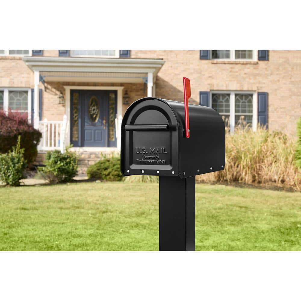 Sequoia Black, Large, Steel, Heavy Duty Post Mount Mailbox - Hercitys