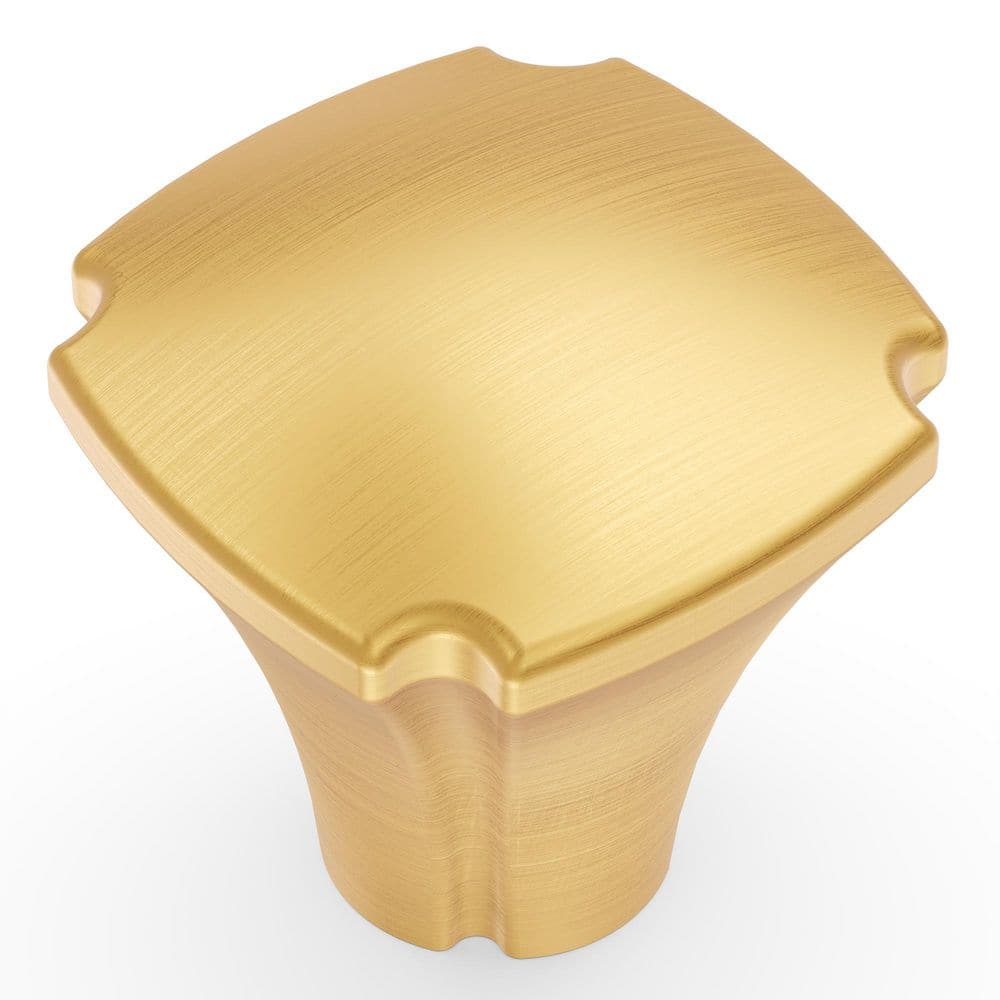 Veranda 1-1/8 in. Diameter Brushed Golden Brass Cabinet Knob (10-Pack) - Hercitys