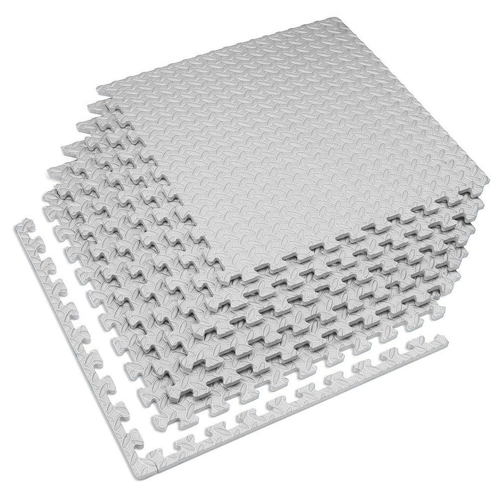 Light Gray 24 in. W x 24 in. L x 1/2 in.Thick Diamond Plate EVA Foam Exercise/Gym Tiles (25 tiles) (100 sq. ft.) - Hercitys