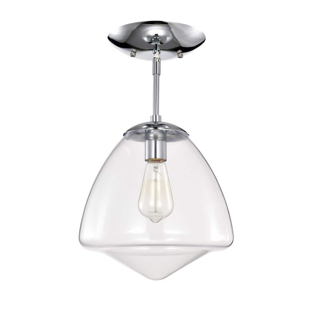 Zylo 11 in. 1-Light Indoor Chrome Finish Semi-Flush Mount Ceiling Light - Hercitys