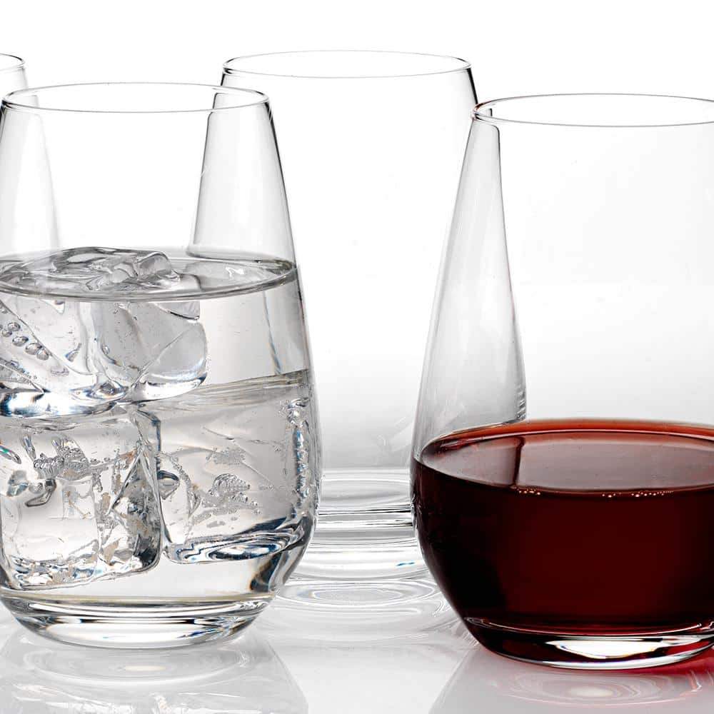Voice Basics 13.25 fl. oz. Crystal Stemless Wine Glasses (4-Pack) - Hercitys