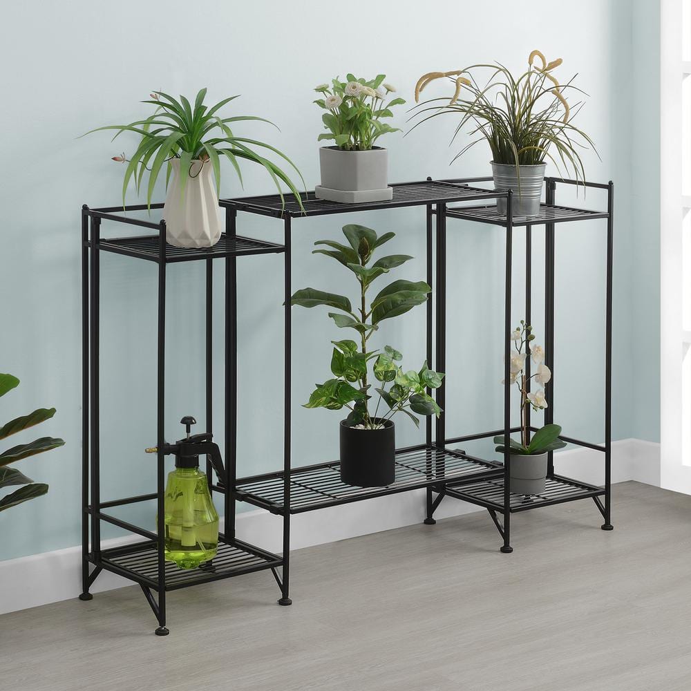 Xtra Storage 2 Tier Folding Black Metal Household Shelving Unit-Set of 2 Ext Shelves 51.5 in W x 11.5 in D x 32.75 in. H - Hercitys