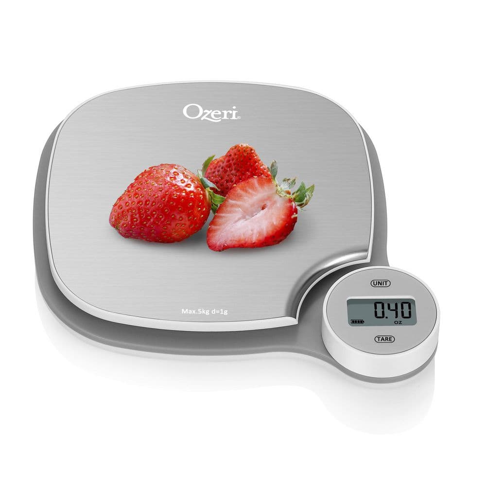 ZK27 LCD Kitchen Food Scale in Stainless Steel, with Battery-Free Kinetic Charging Technology - Hercitys