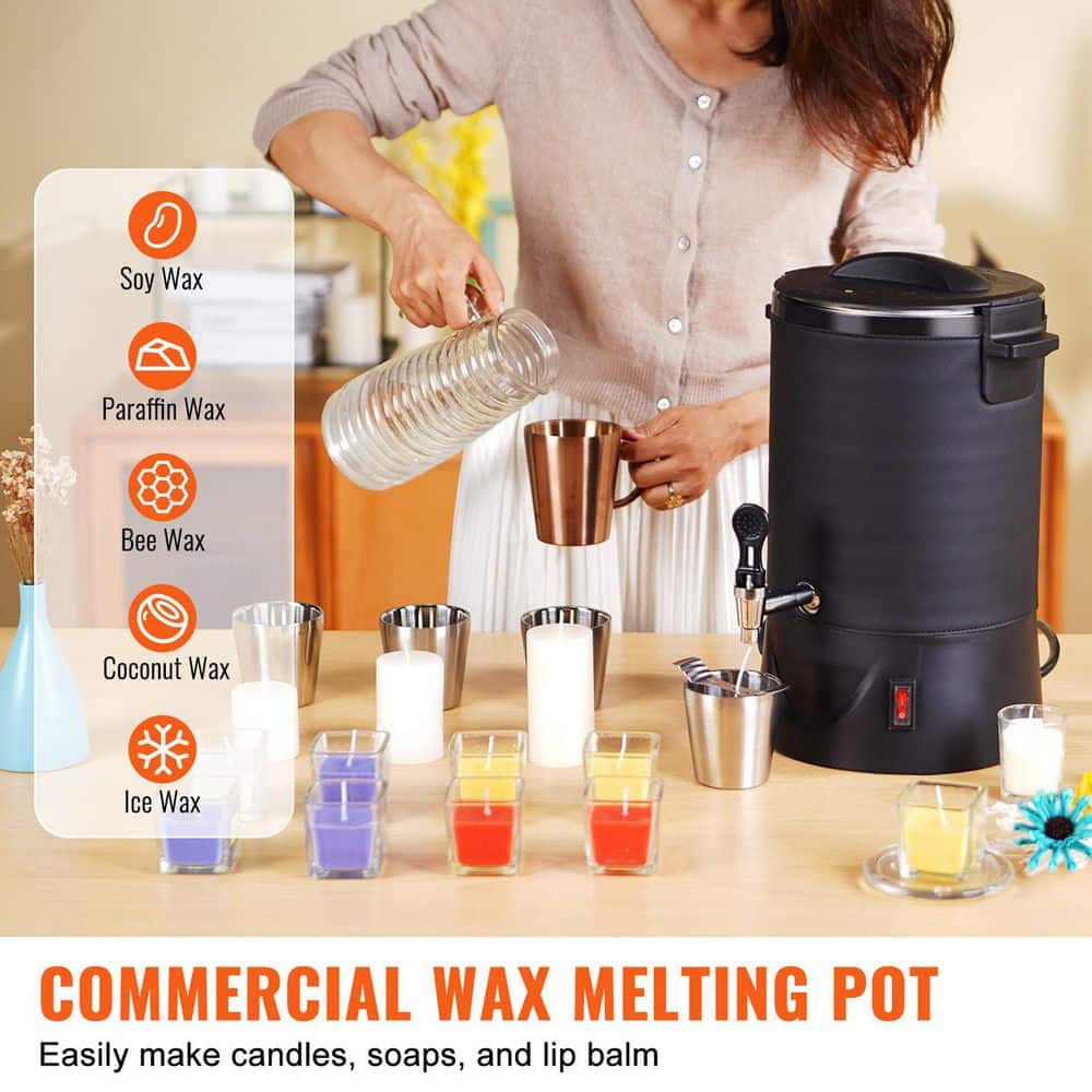 Wax Melter for Candle Making, 6.5 Liter Large Electric Wax Melting Pot Easy Pour Spout, 9-level Temperature Control - Hercitys
