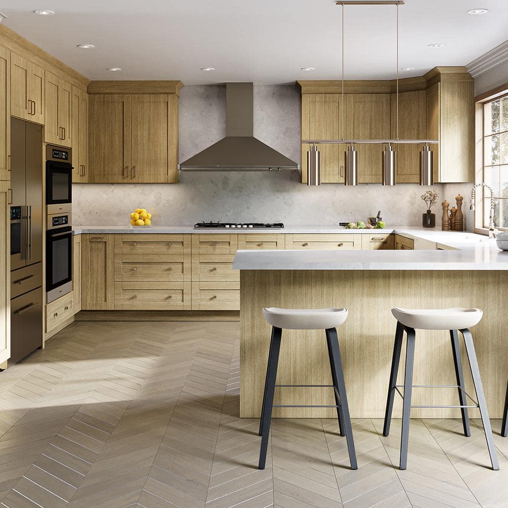 Washington 24 in. W x 12 in. D x 42 in. H Assembled Plywood Blind Wall Kitchen Cabinet in Vanguard Oak with Soft Close - Hercitys