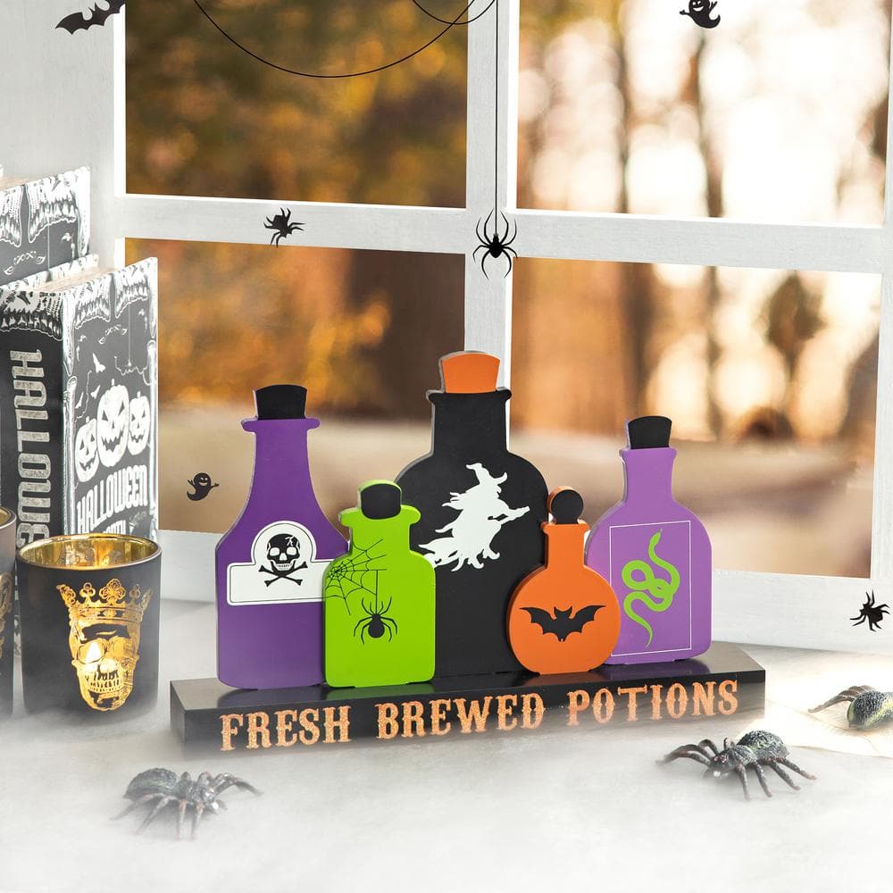 9 in. H Halloween Wooden Poison Bottles Table Decor - Hercitys