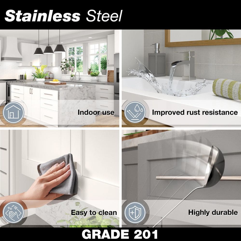 Tivoli Collection 10-1/8 in. (257 mm) Modern Brushed Stainless Steel Cabinet Bar Pull - Hercitys