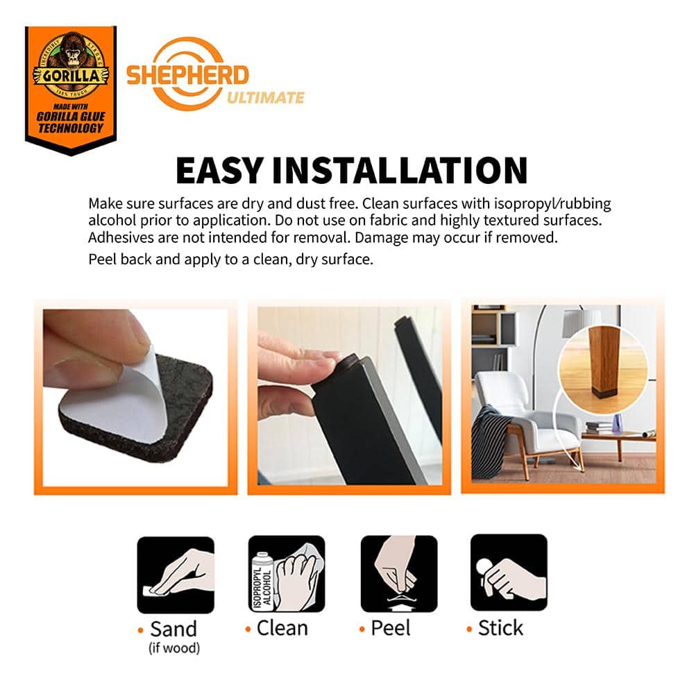 Ultimate Assorted Brown Self-Adhesive Furniture Sliders, Felt Pads Value Pack with Gorilla Glue Technology (134-Piece) - Hercitys