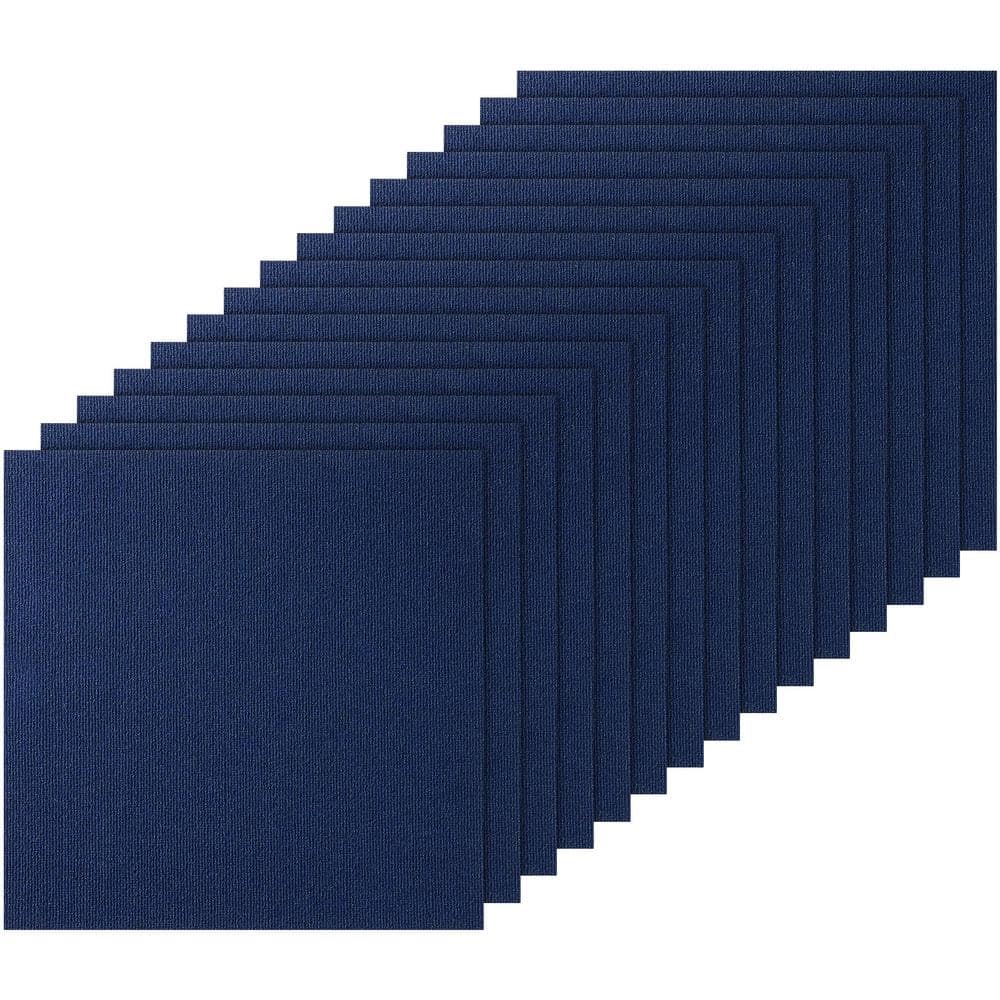 Dark Blue 24 in. x 24 in. in Peel and Stick Carpet Tiles Squares 60 sq. ft. Easy Install DIY 15 Tiles - Hercitys
