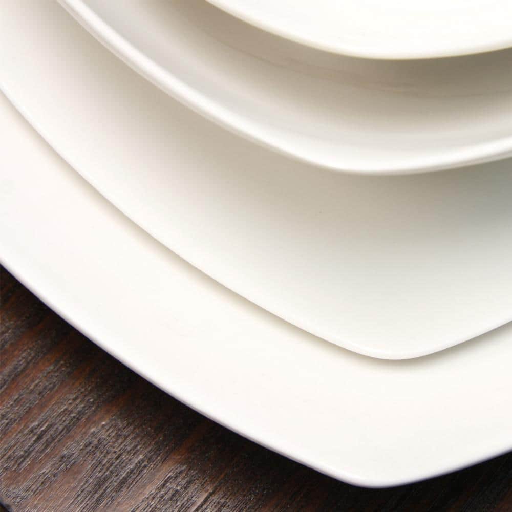 Zen 39-Piece Solid White Porcelain Dinnerware Set (Service for 6) - Hercitys