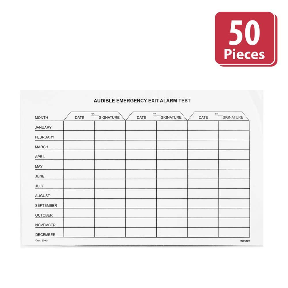 White, Audible Emergency Exit Test Report, Laminated Cardstock Test Report Form- (Pack of 50) - Hercitys