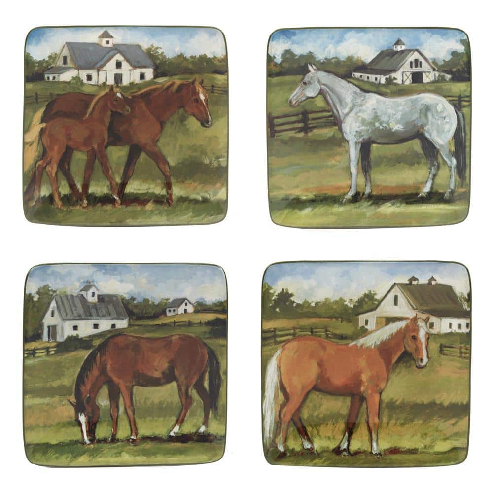 York Stables Mutlicolor Dinner Plate Set Of 4 - Hercitys