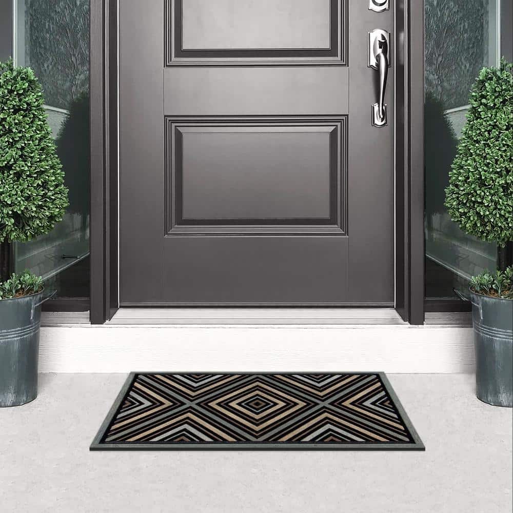 Wood Diamonds Multi 18 in. x 30 in. Rubber Backed Non-Slip Outdoor Door Mat - Hercitys