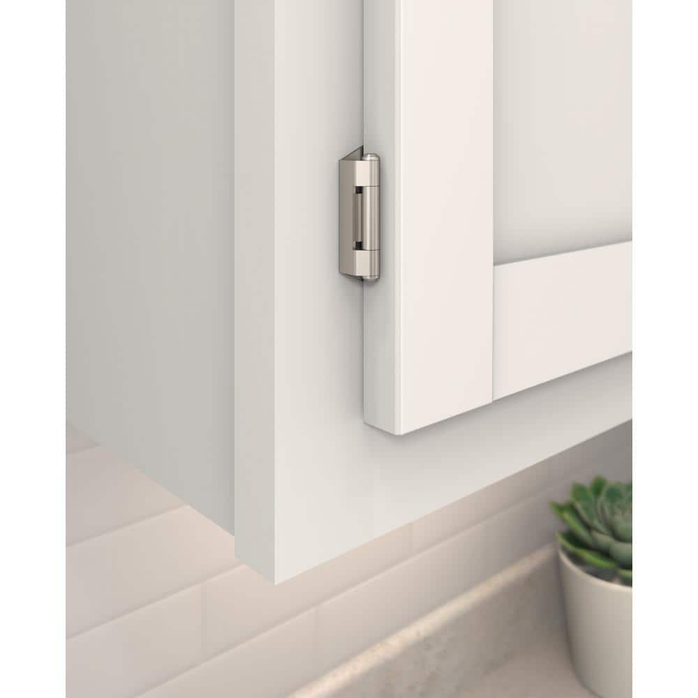 Satin Nickel 1/4 in. (6 mm) Overlay Single Demountable, Partial Wrap Cabinet Hinge (2-Pack) - Hercitys