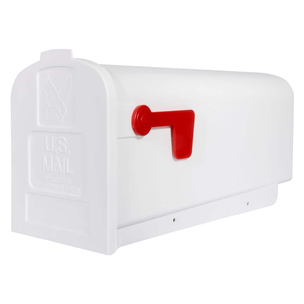 Parsons White, Medium, Plastic, Post Mount Mailbox - Hercitys