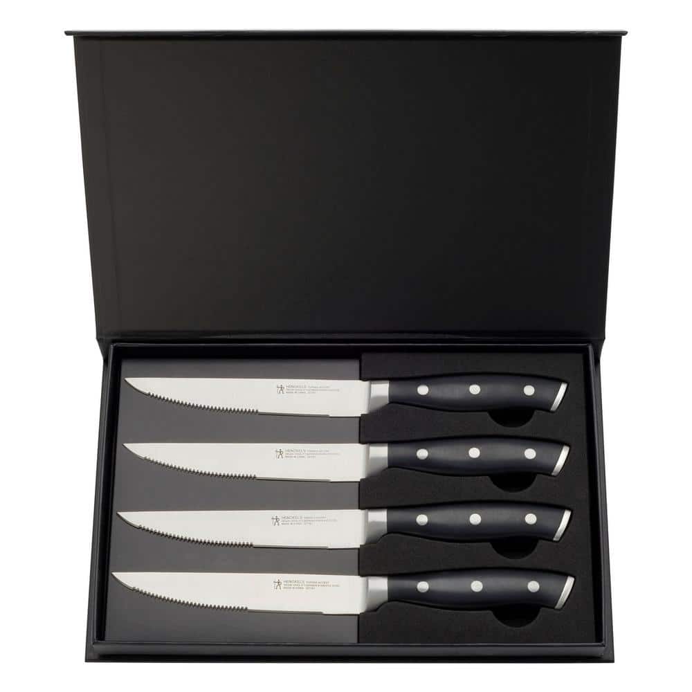 Forged Accent 4.5 in. Stainless Steel Full Tang Serrated Steak Knife Set with Plastic Black Handle (Set of 4) - Hercitys