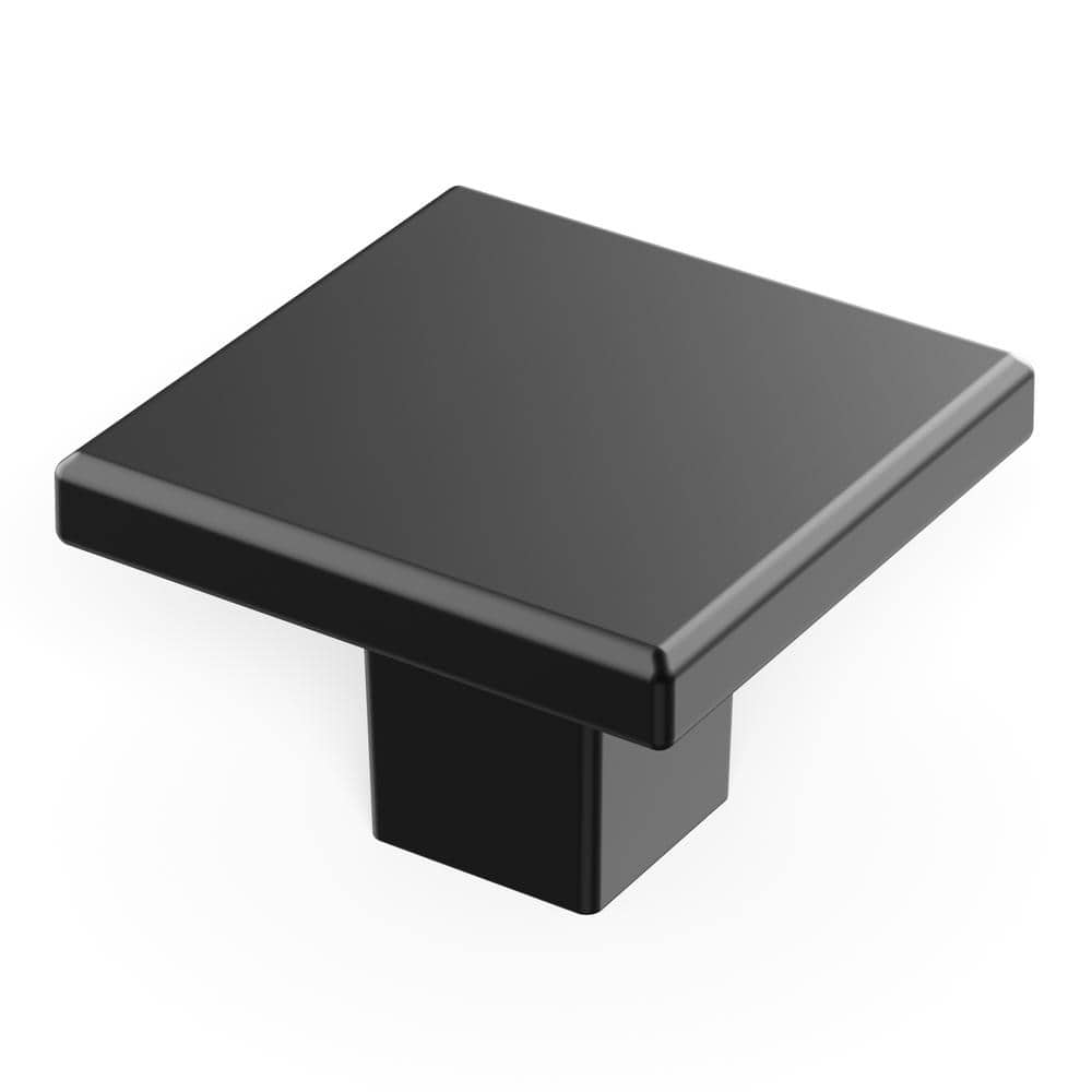 Heritage Designs 1-3/16 in. Modern Square Cabinet Knob Matte Black Handle for Kitchen, Bathroom, Furniture (10-Pack) - Hercitys