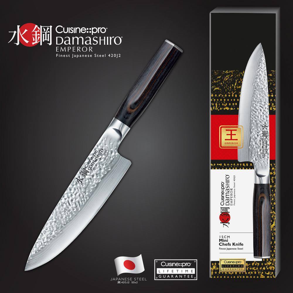 DAMASHIRO EMPEROR 6 in. Stainless Steel Full Tang Chef’s Knife - Hercitys