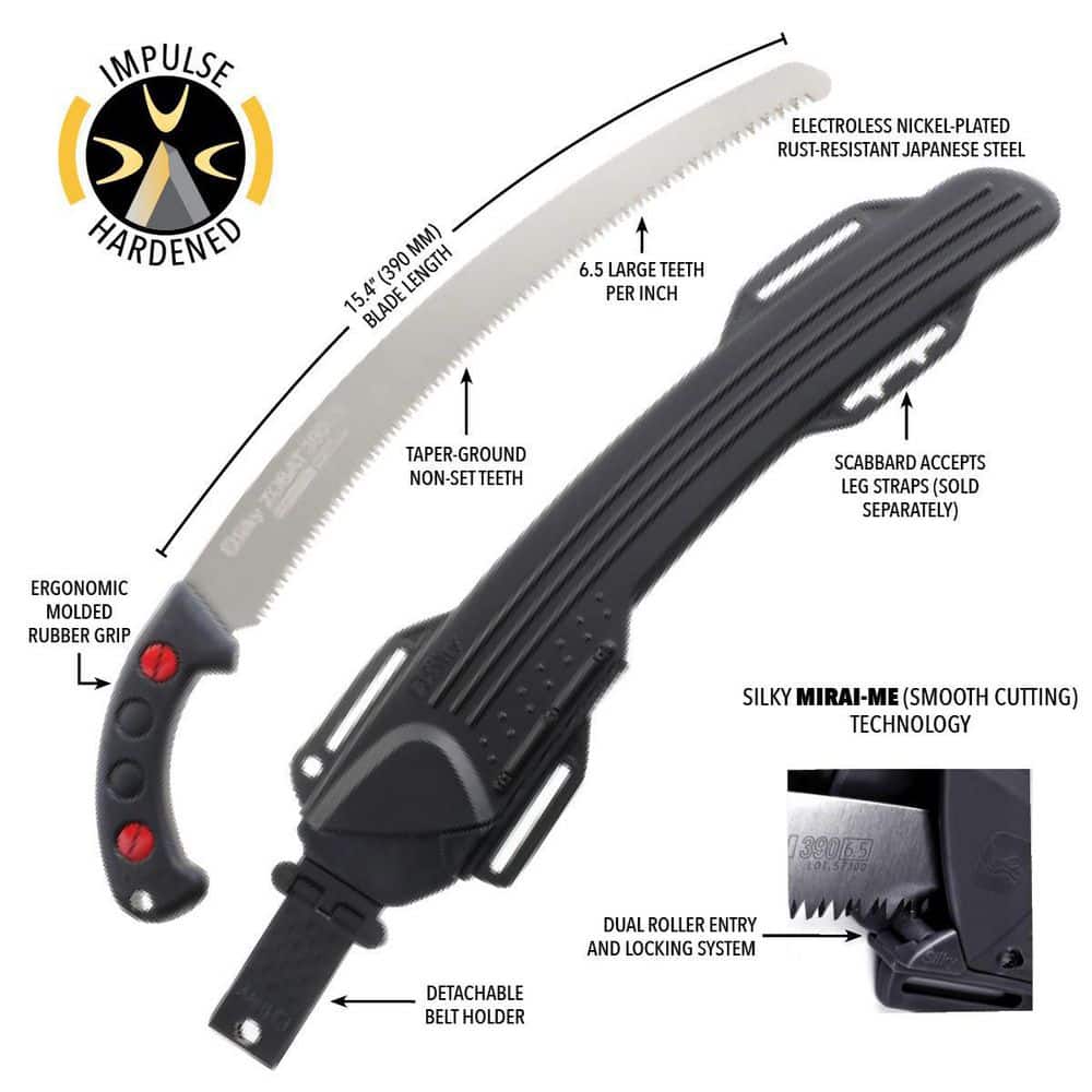 ZUBAT Professional Series Cuved Blade Hand Saw with Scabbard 390mm Large Teeth - Hercitys
