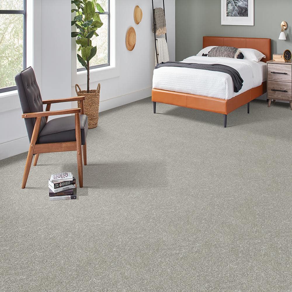 Denfort – Cloudy Day – Gray 70 oz. Triexta Texture Installed Carpet - Hercitys
