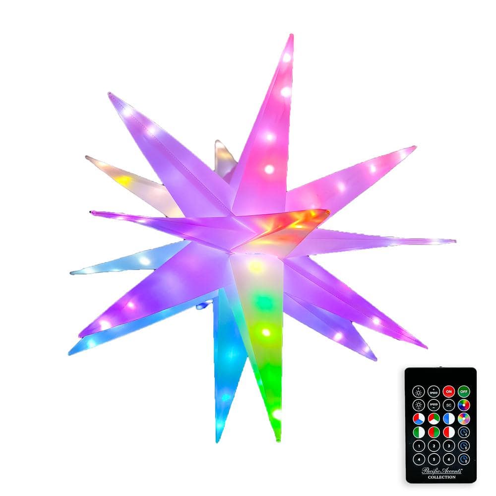 Twinklers 15 in. LED Decorative Star Indoor/Outdoor with Multiple Illumination Functions Yard Stake Hanging Hardware - Hercitys