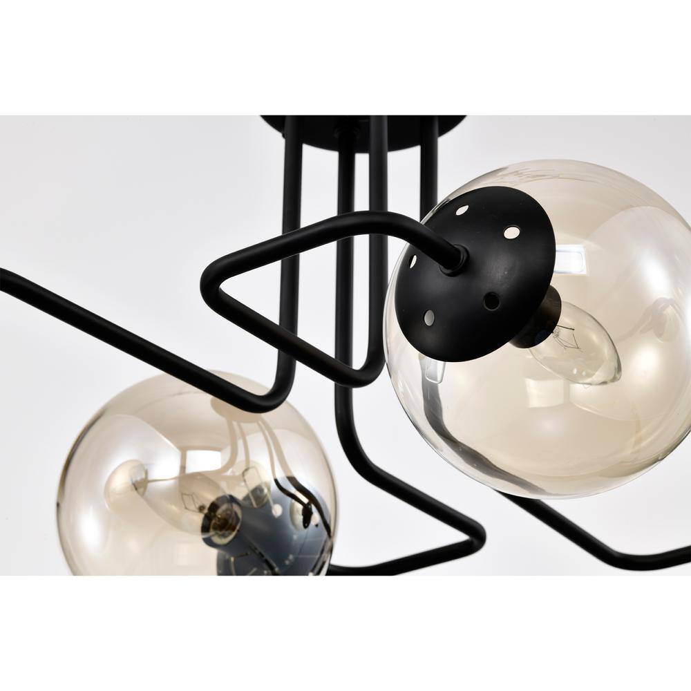 Ziza 22 in. 4-Light Indoor Matte Black Finish Semi-Flush Mount Ceiling Light with Light Kit - Hercitys