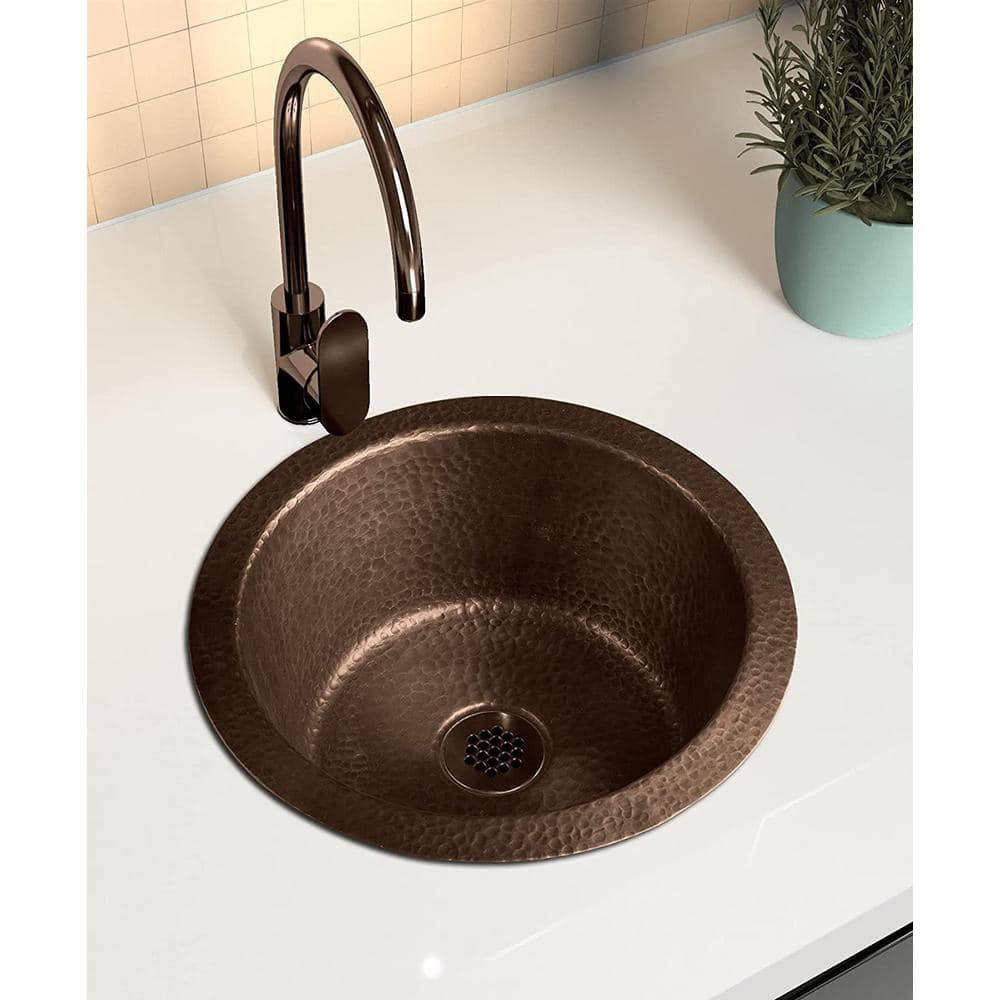 Monarch Pure Copper Hand Hammered Essex Dual Mount Bar Prep Sink (12 inches) - Hercitys