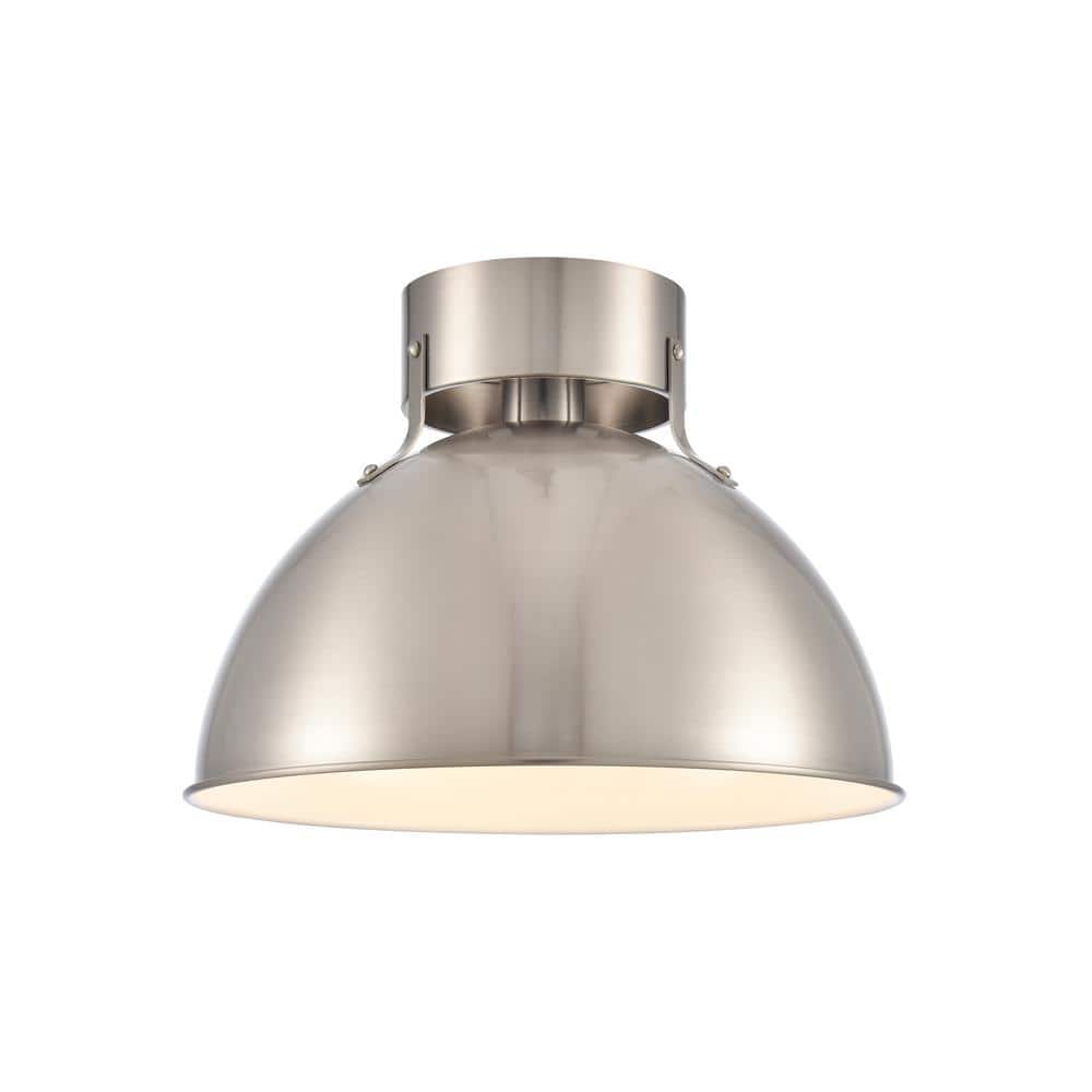 Zenith 12 in. W 1-Light Brushed Nickel Semi Flush Mount with Metal Shade - Hercitys